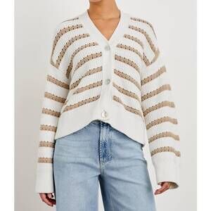 NEW RAILS rails geneva cardigan in ivory/oat stripe